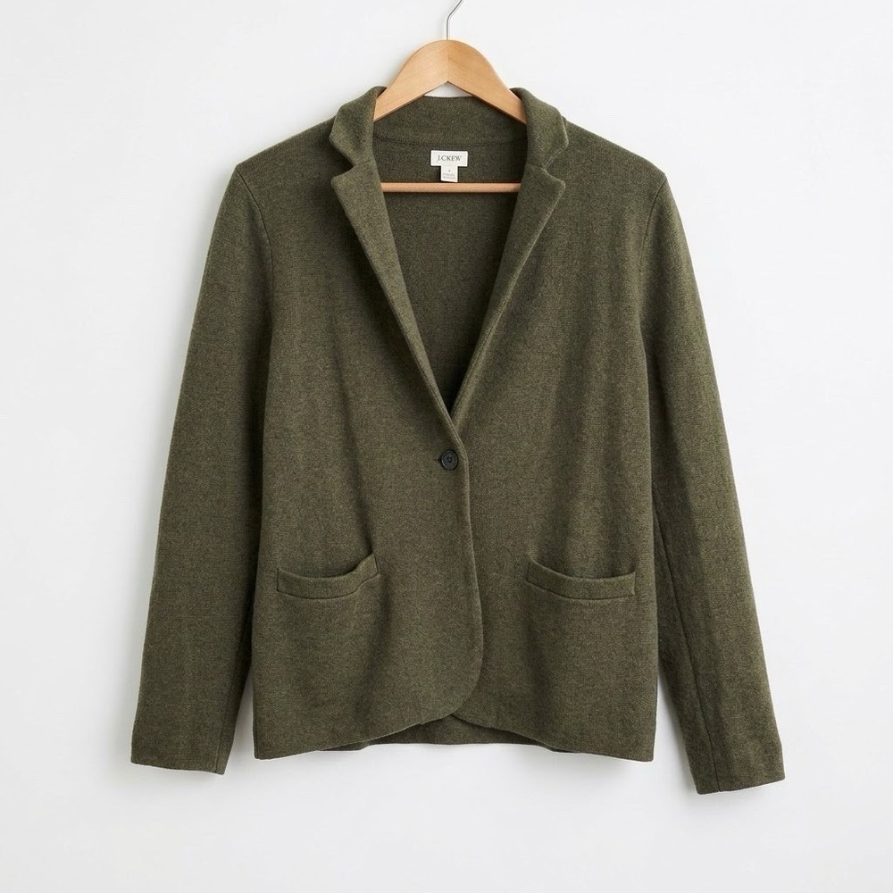 J. Crew Schoolboy Sweater Blazer Earthtone Green Business Casual 100% Cotton M
